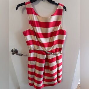 Eliza J Red/Coral and Cream Striped Dress Size 10